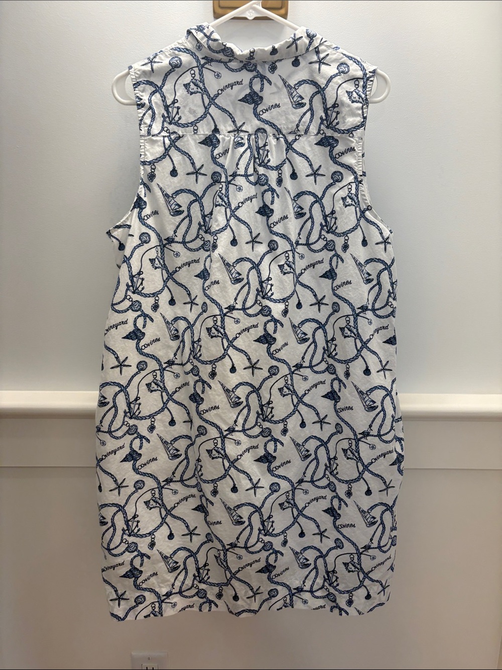Vineyard Vines White Sleeveless Shift Dress with Navy Nautical Print XL - Picture 5 of 6